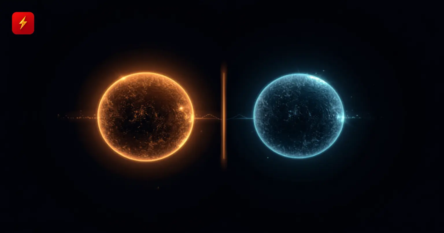 Two glowing orbs, one warm amber and one cool blue, connected by a thin line on a dark background — cover for the GPT-5.6 Sol and Luna ChatGPT update news