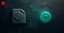 A patent document icon with a seal next to a glowing blockchain hexagon icon