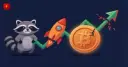 A cartoon raccoon next to a cracked coin symbolizes the fast rise and crash of the JIMOTHY meme coin