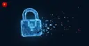 A glowing padlock cracks and scatters into shards, symbolizing frozen stolen crypto assets