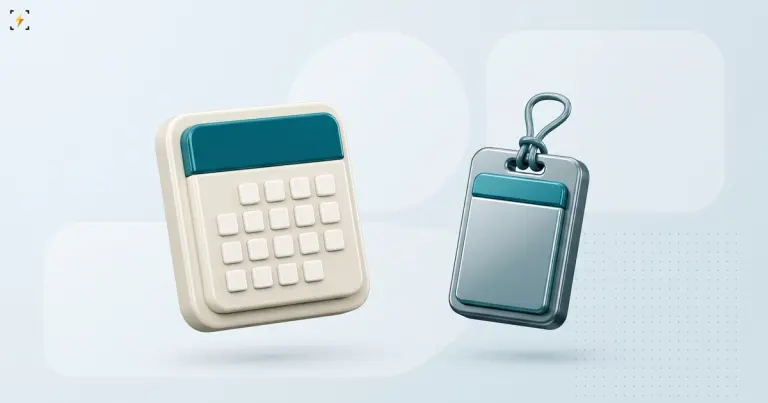 Desk calendar with an empty grid beside a blank event badge