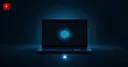 A laptop with a neural network node on screen and a privacy lock beneath it, symbolizing on-device local AI