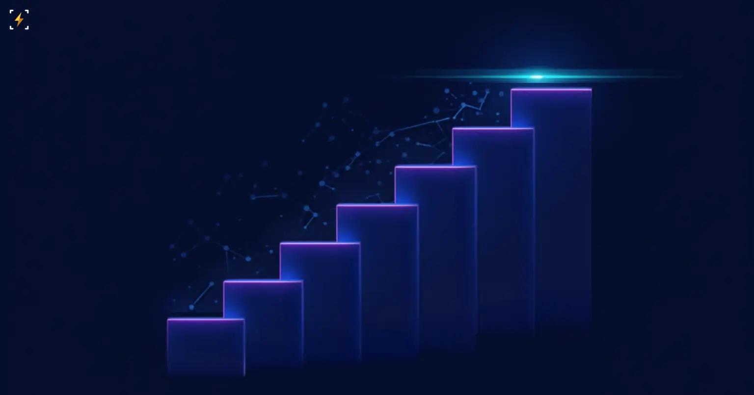 Illustration of glowing ascending bars approaching a bright horizontal threshold line, symbolizing XRP Ledger daily payments climbing toward the 1 million mark