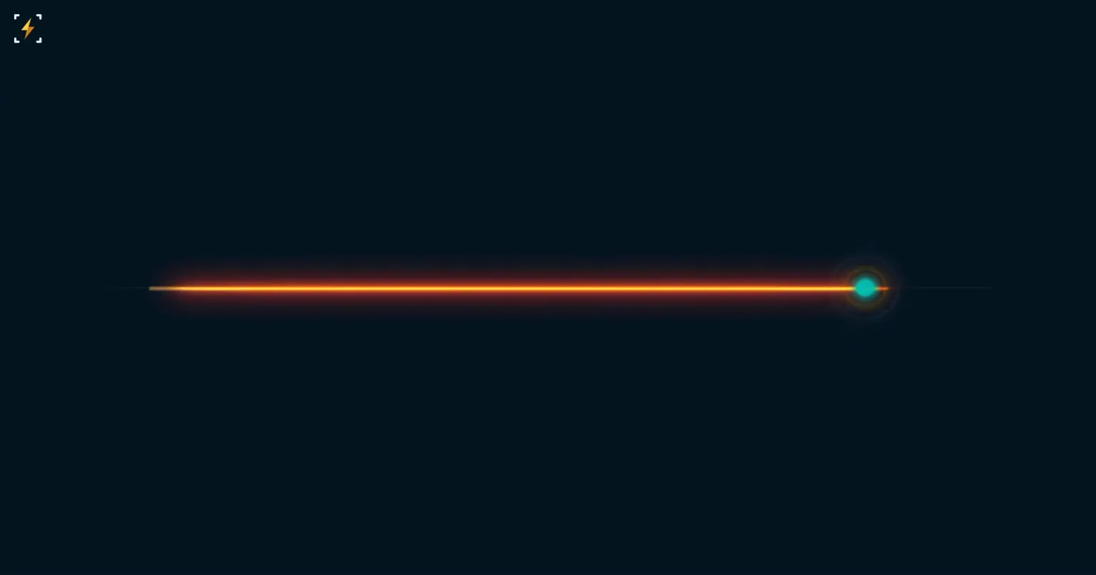 Flat vector illustration of a glowing flat horizontal amber line staying perfectly level, with a small glowing teal orb resting steady at its end, on a dark navy background, symbolizing unchanged inflation data and Bitcoin's muted price reaction