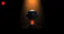 AI agent head with an ID badge under a spotlight, symbolizing Cloudflare's wallet handles