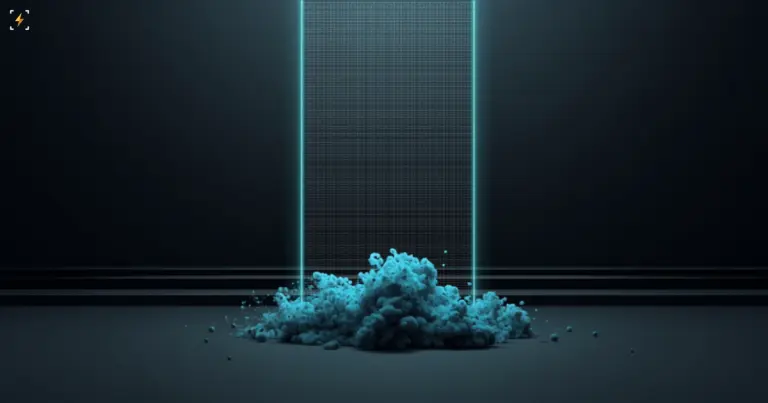 A matte mesh screen in cold cyan light with a cluster of particles that has passed through it, illustrating jailbreak attempts that still land