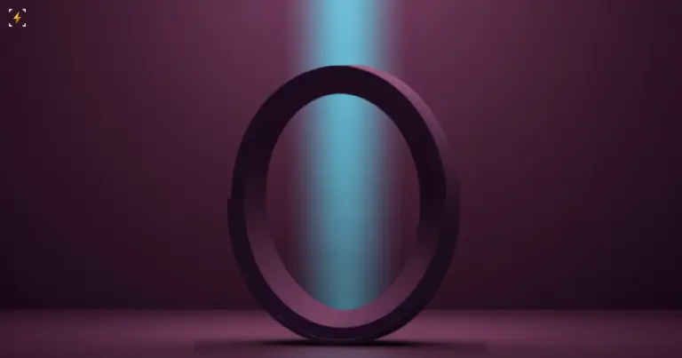 A matte plum ring standing closed against a pale cyan light, illustrating a hiring loop with no way out