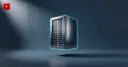 Glossy 3D server rack on a steel-slate background with a faint hexagonal pattern — symbolizing AI data centers funded from crypto reserves