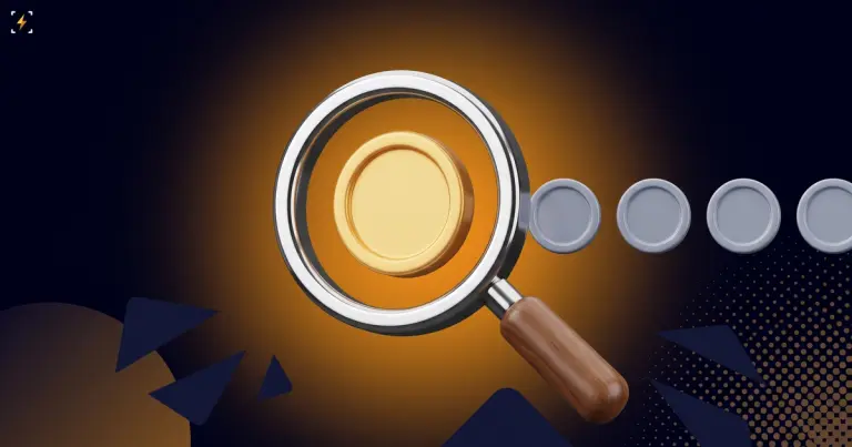 A magnifying glass holding one large gold coin in its lens while a row of small grey coins slips past outside it, illustrating scrutiny blind to small recurring amounts