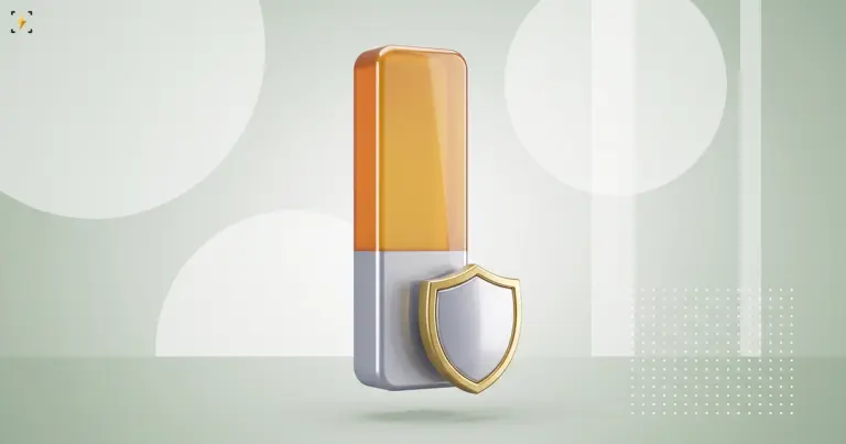 A tall slab whose lower third is shielded by a small gold-rimmed shield while the larger amber part above it stays uncovered