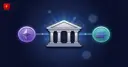 An institutional bank building flanked by Ethereum and Solana symbols, symbolizing Morgan Stanley's new ETPs
