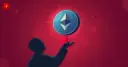 A trader's silhouette reaches for a falling Ethereum coin, symbolizing repeated dip-buying