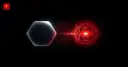 Flat vector illustration of a minimalist glowing hexagon connected by a beam of light to an intricate red geometric mandala, symbolizing Apple's rare cross-border AI partnership with Alibaba in China