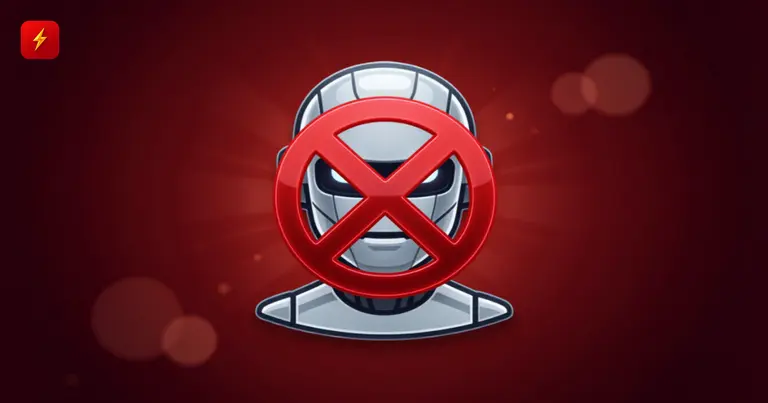 A humanoid robot head with a ban symbol, symbolizing the US ban on importing Chinese robots