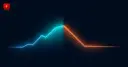 Blue rising line transitioning into a flat orange line - cover for the S&P 500 vs bitcoin divergence news