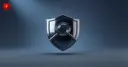 Glossy 3D shield with a magnifying glass on a steel-blue background — symbolizing secret AI model review
