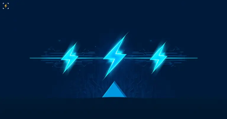 Illustration of three glowing lightning bolts racing past a small dim triangle waiting on the horizon, symbolizing three rapid model releases against one delayed flagship