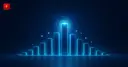 A glowing bar chart with a dramatic central spike surrounded by rings of energy — cover for the Cardano 100%+ trading volume surge news