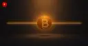 Bitcoin coin between two glowing lines symbolizing a tight trading range