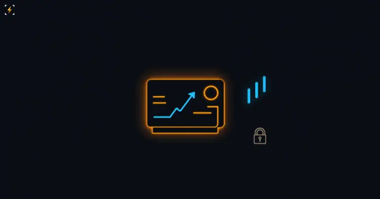 A glowing document with a rising price line next to a lock icon, symbolizing options that settle into real shares with capped risk