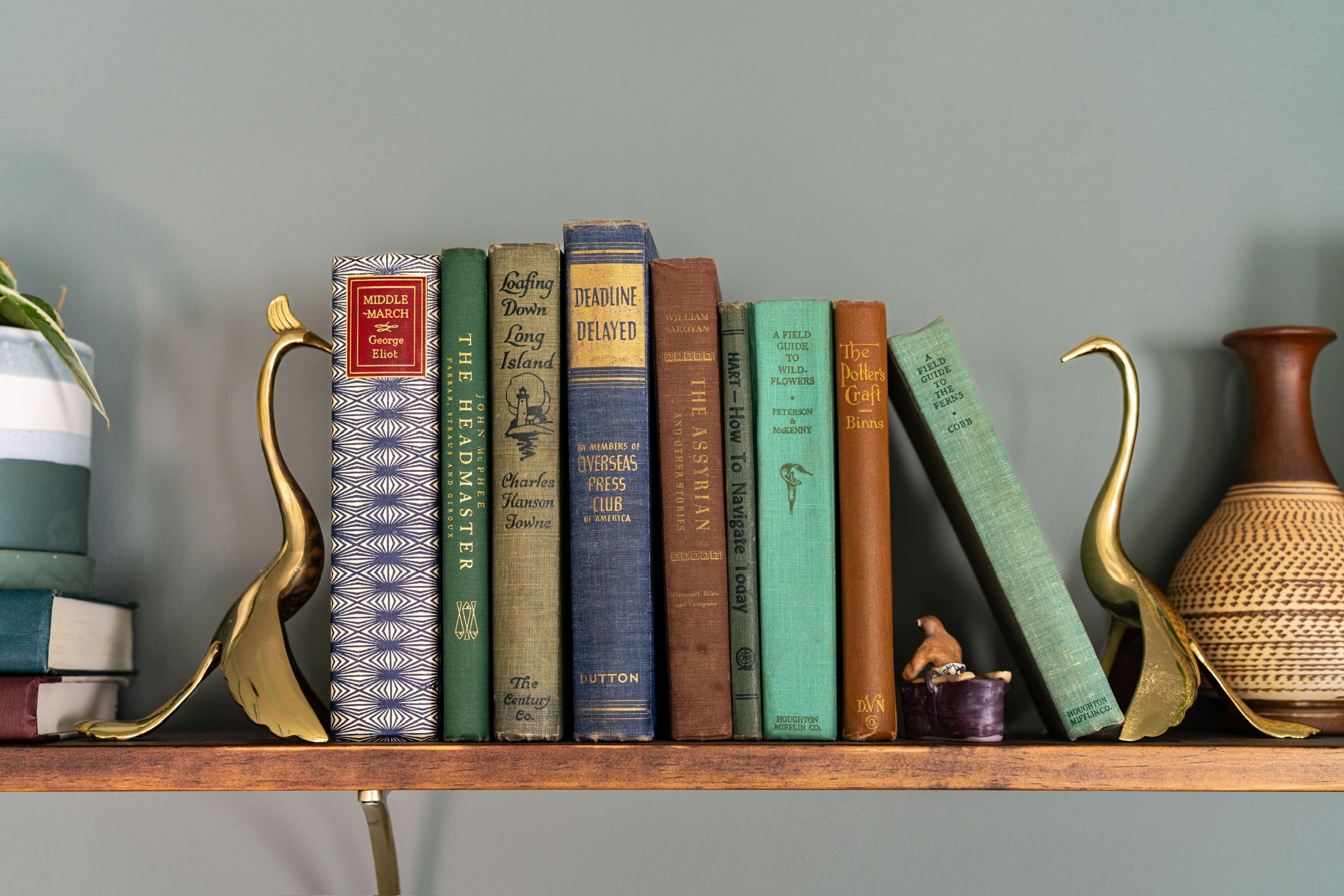 MOODY landscape, bookshelf close-up