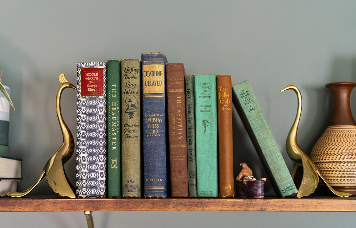 MOODY landscape, bookshelf close-up