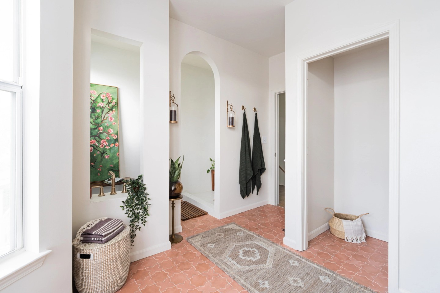 GARDEN landscape, wide-angle from bay window to watercloset