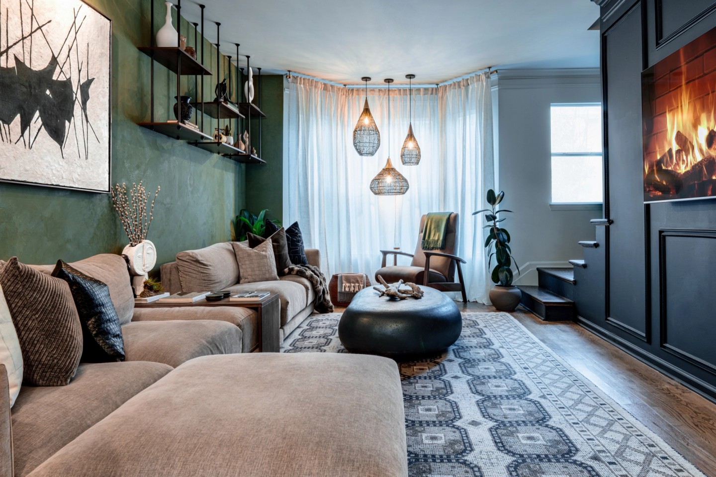 ORGANIC landscape wide living room lights and tv