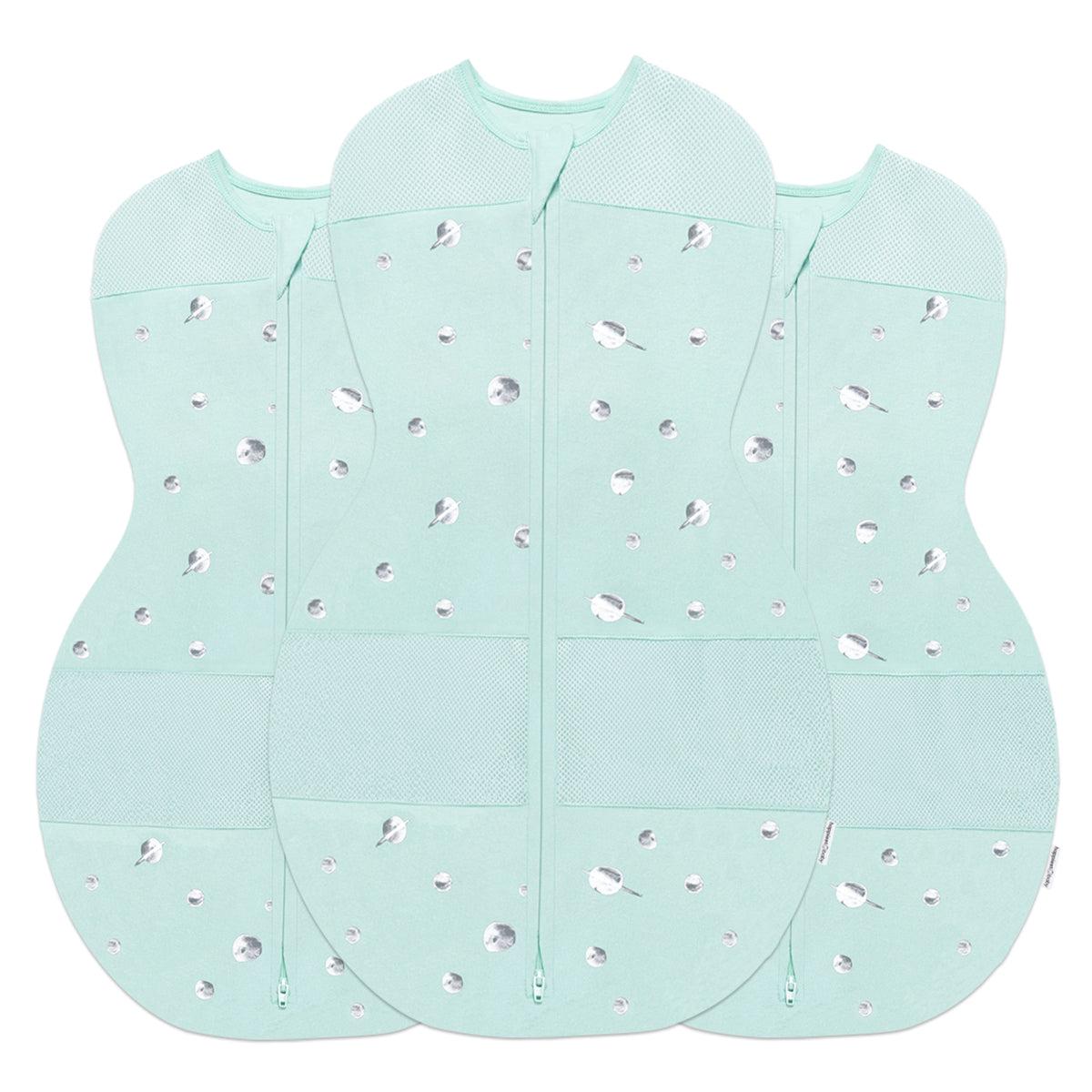 Paquete de 3 sacos de dormir Sleepea® en color teal planetas
