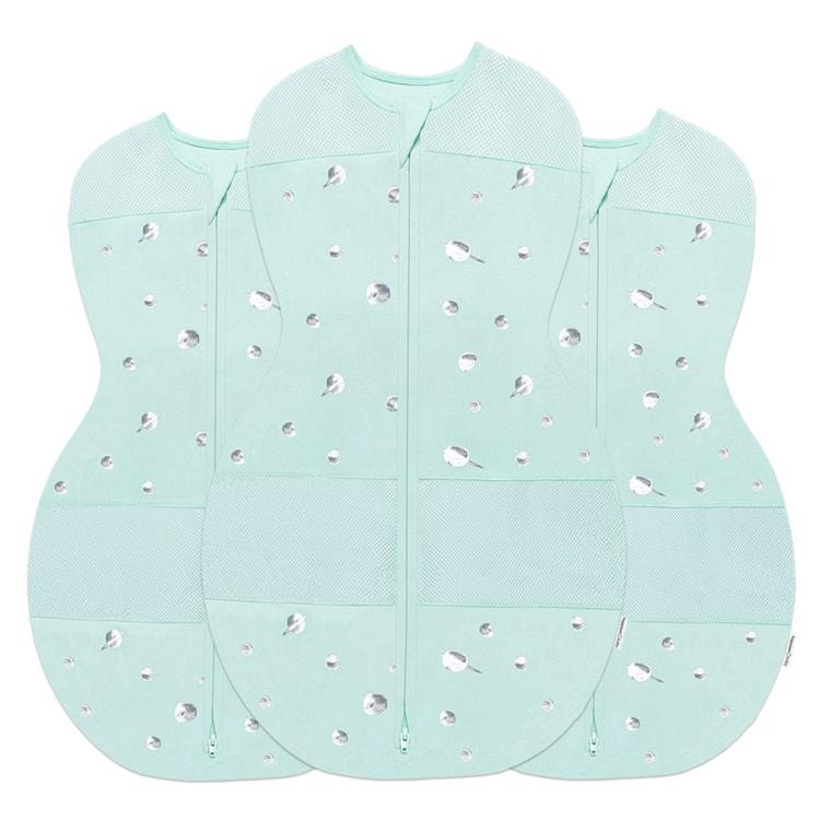 Sleepea® Swaddle Sack 3 Pack Bundle in teal planets colour