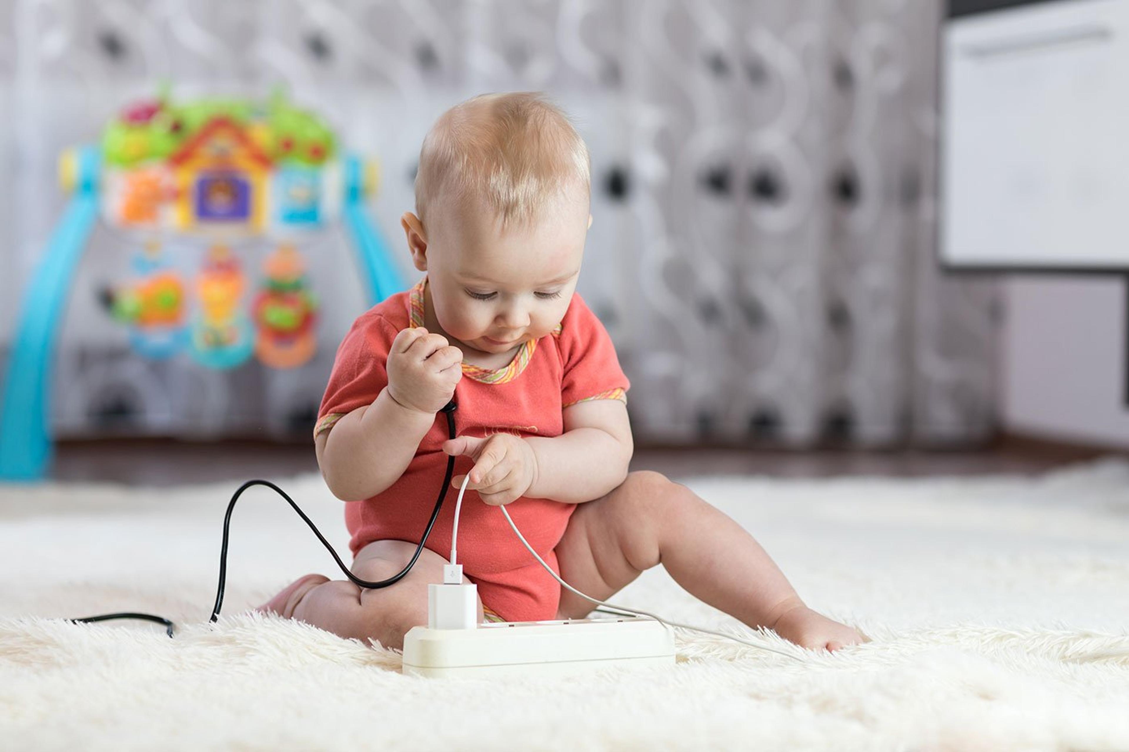 baby proofing tips for baby playing with unsafe cords and power supply