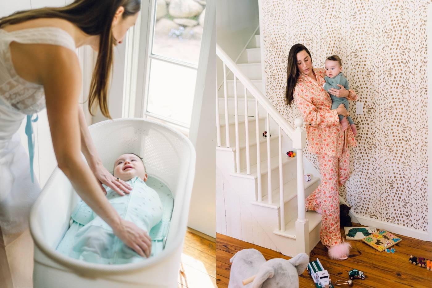 Emilie Ghilaga from Over the Moon, with baby and SNOO