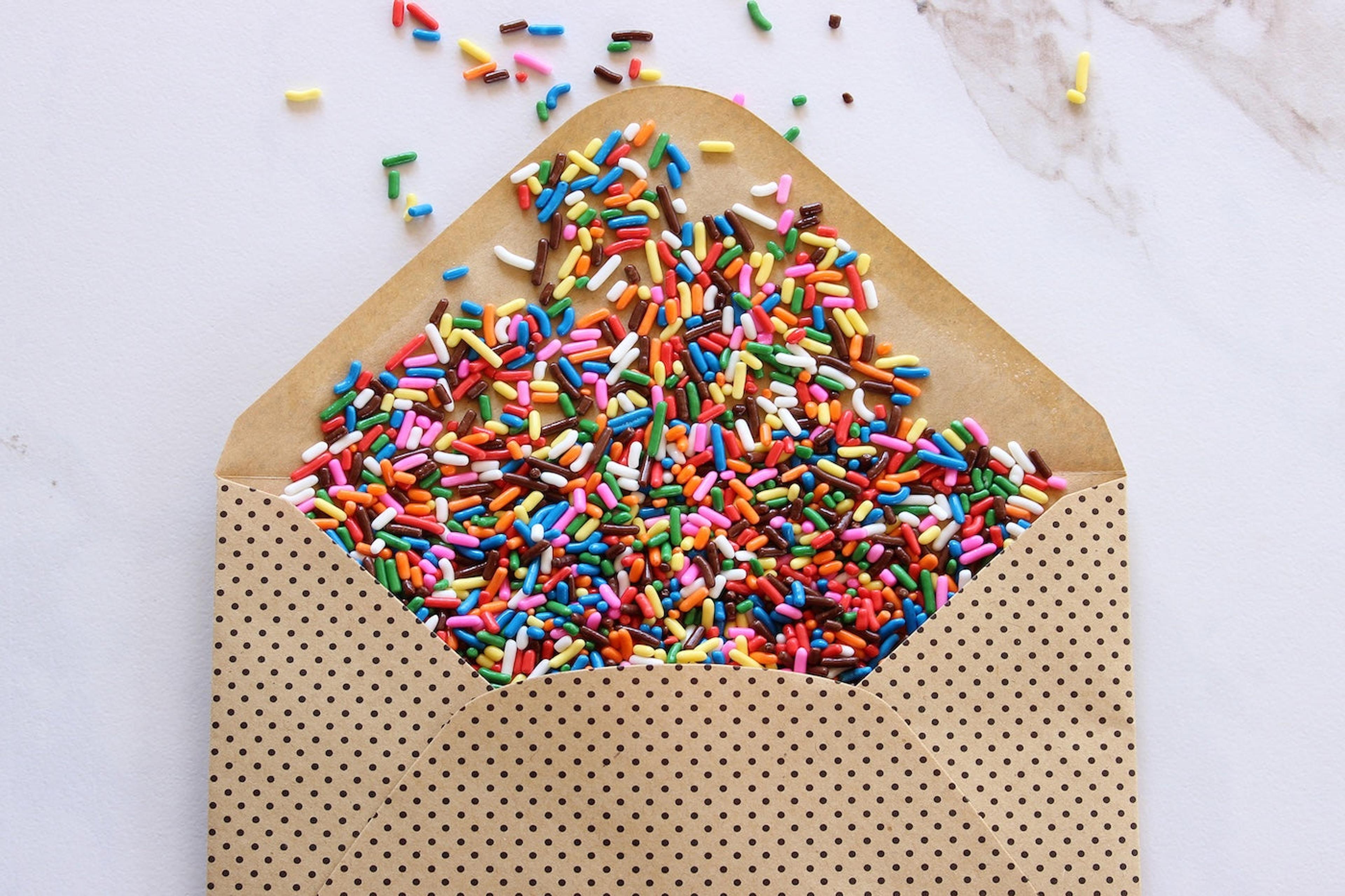 An envelope full of sprinkles