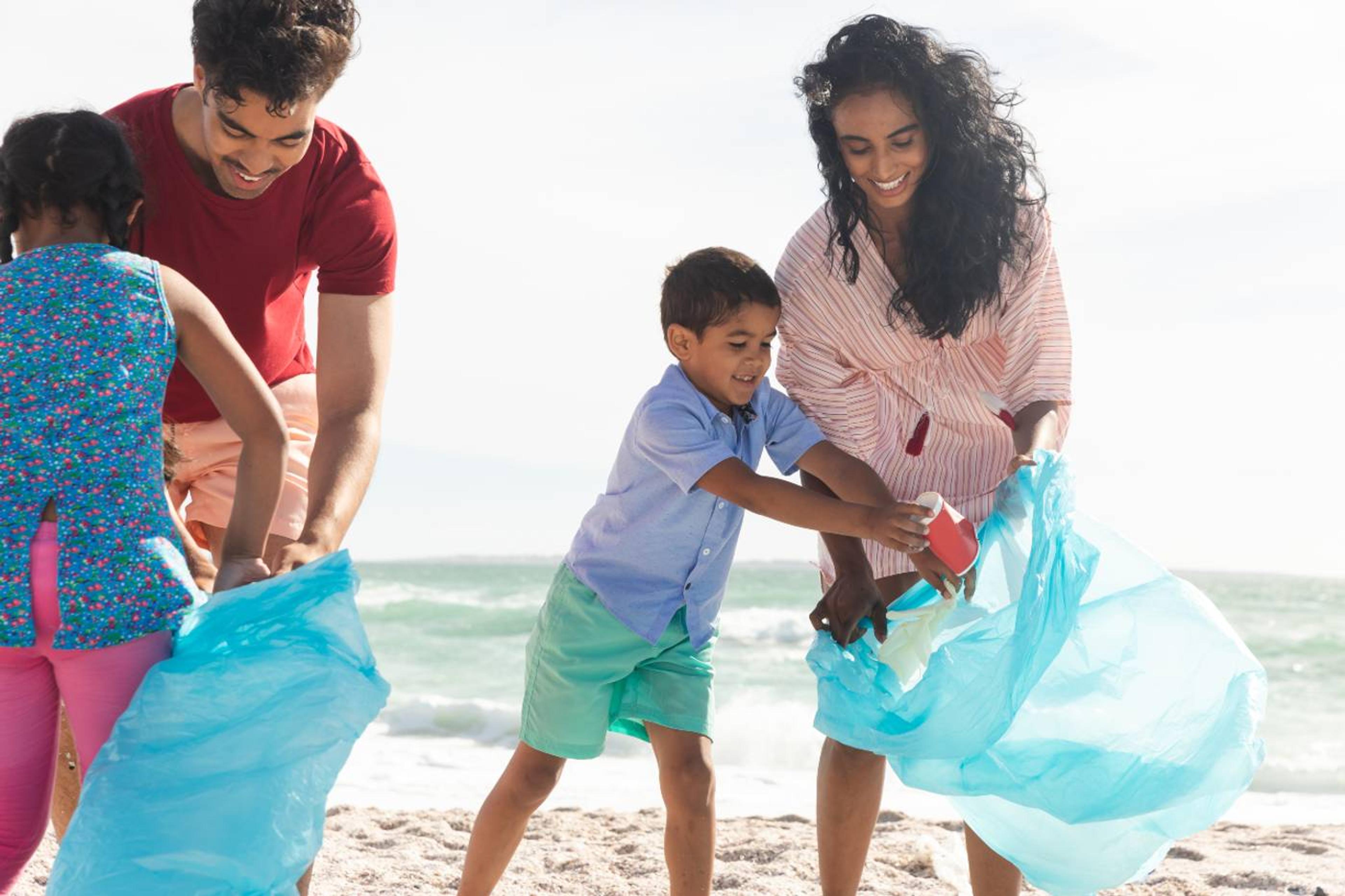 family acts of kindness: beach clean up