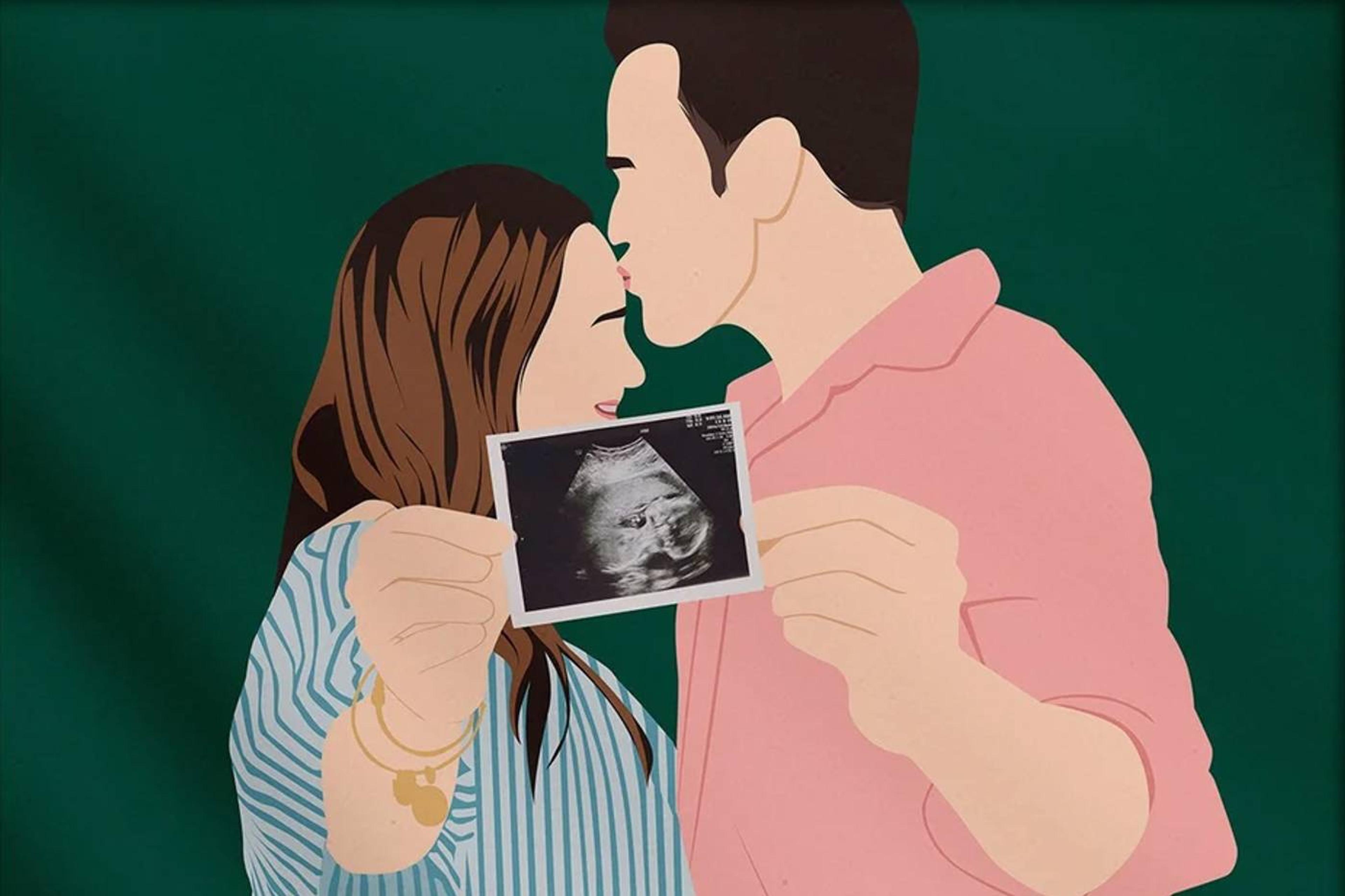 Modern pregnancy announcement card