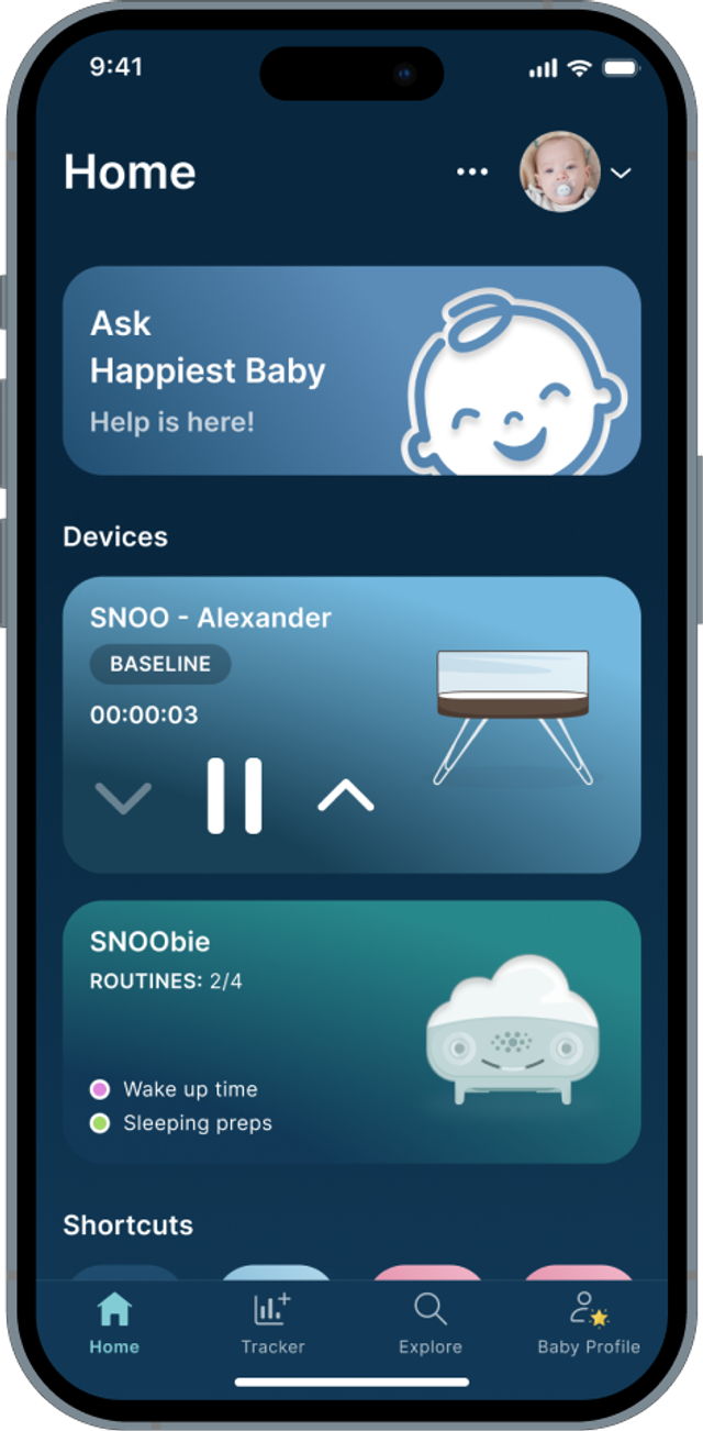 Happiest Baby App Home screen