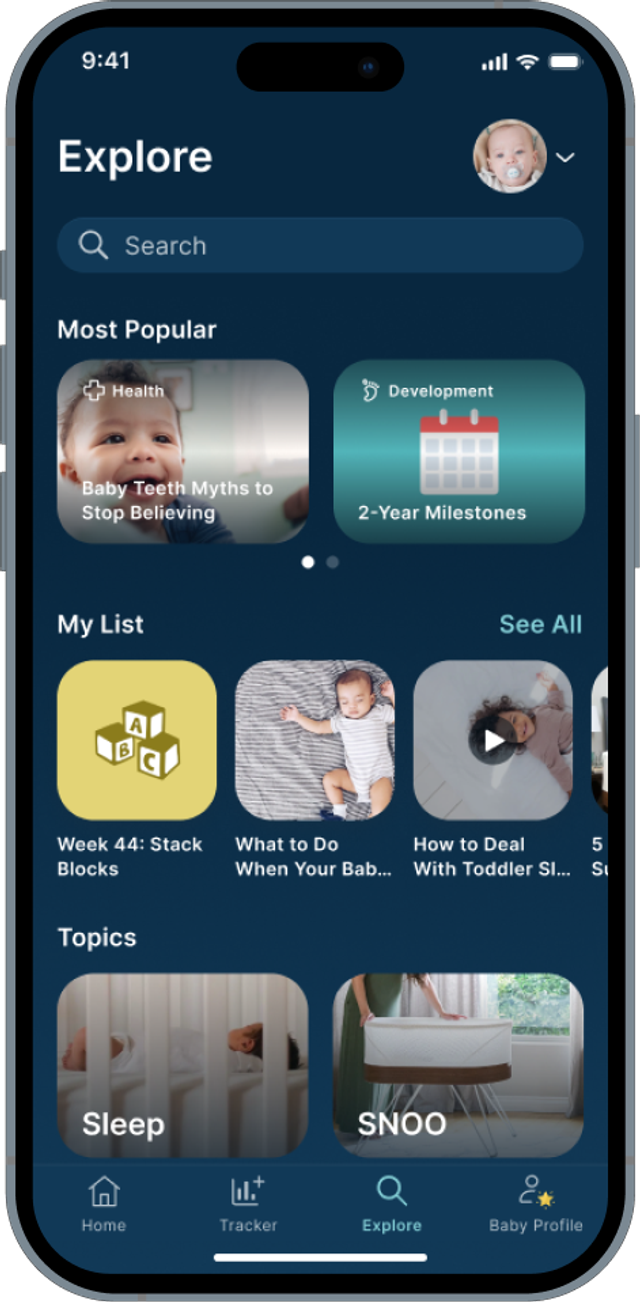 Happiest Baby App Explore screen
