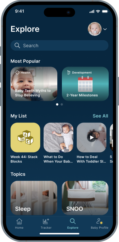 Happiest Baby App Explore screen