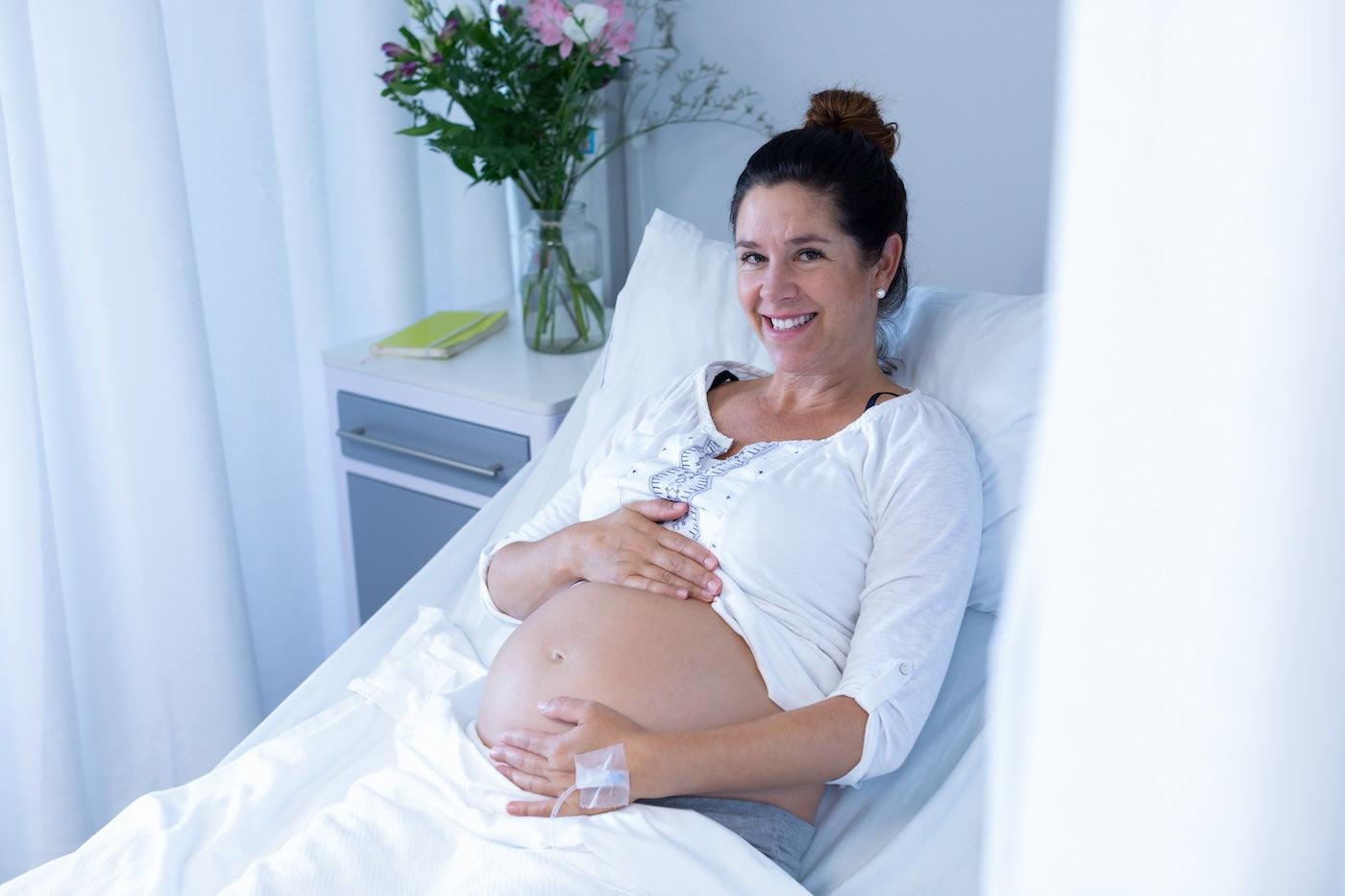 Smiling woman in labor