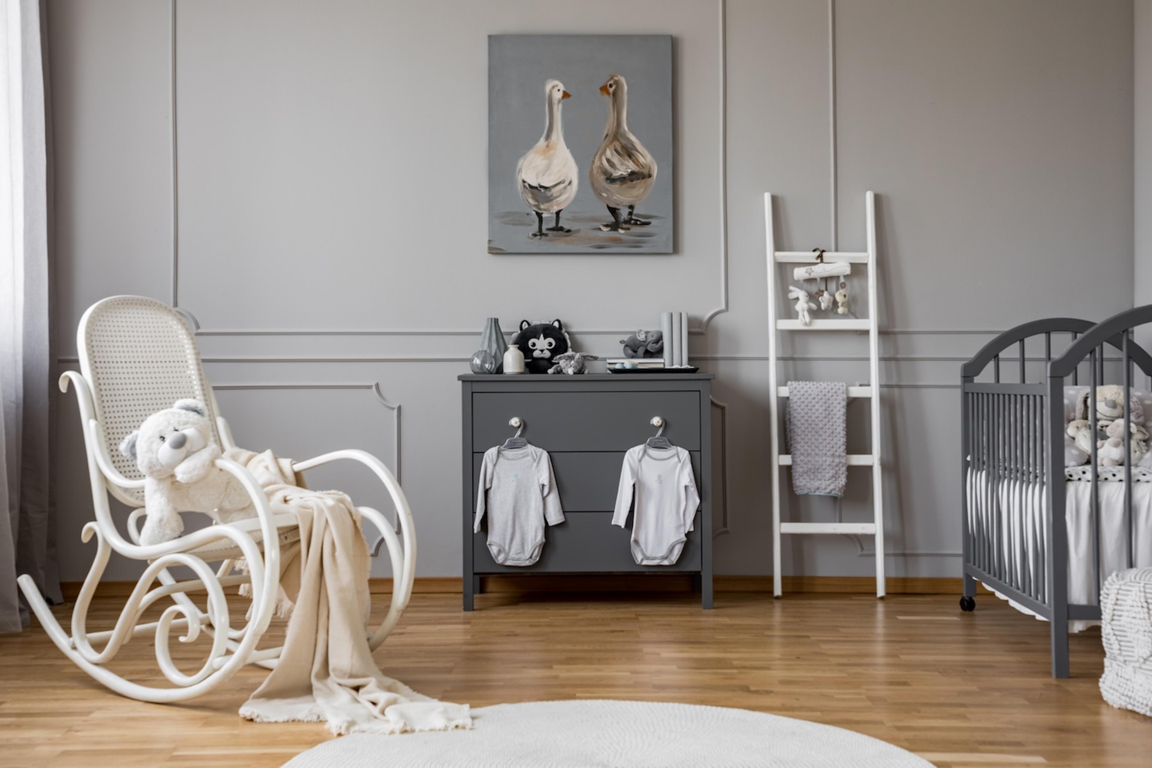 a vintage nursery with midcentury elements