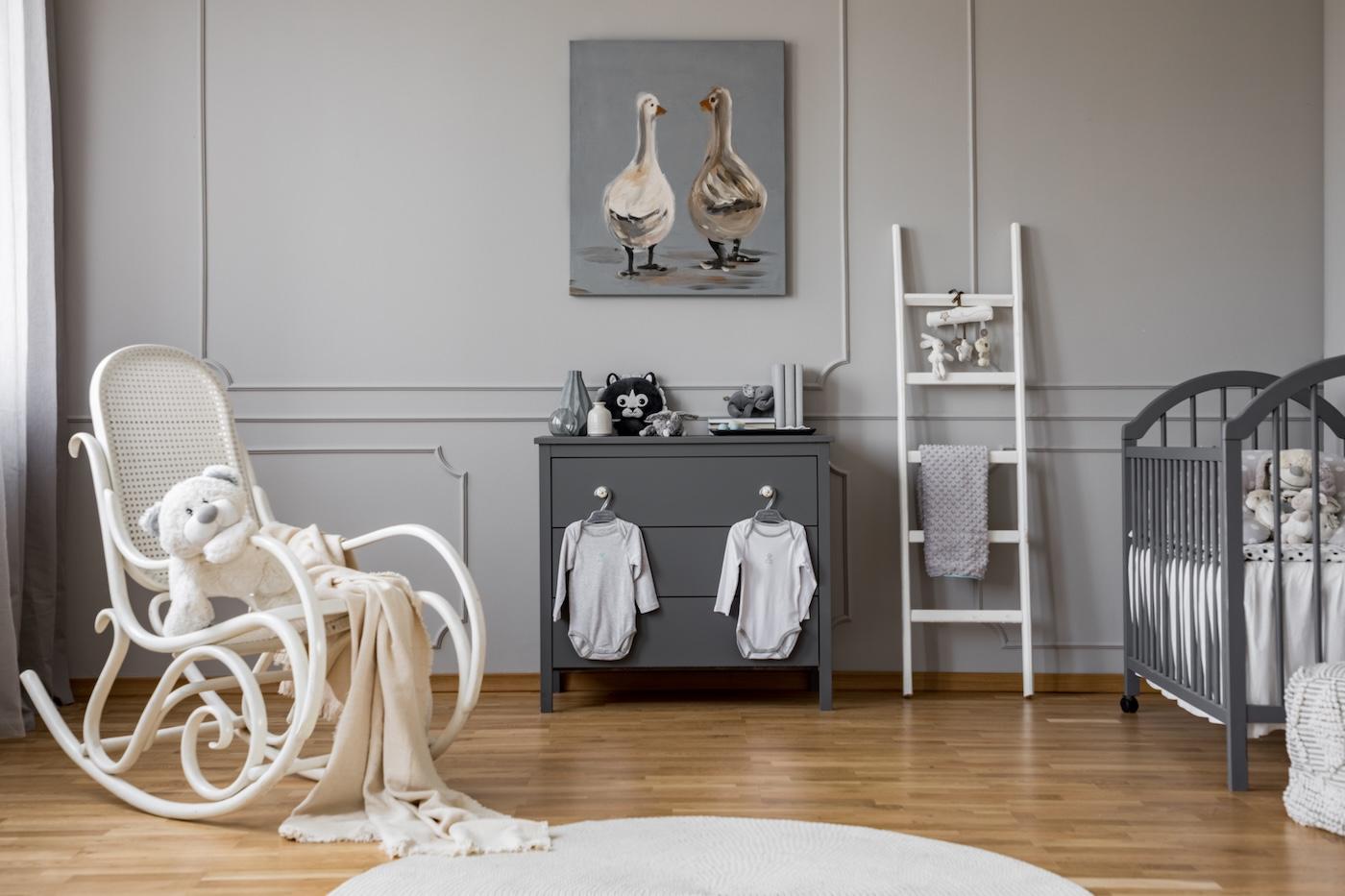 a vintage nursery with midcentury elements