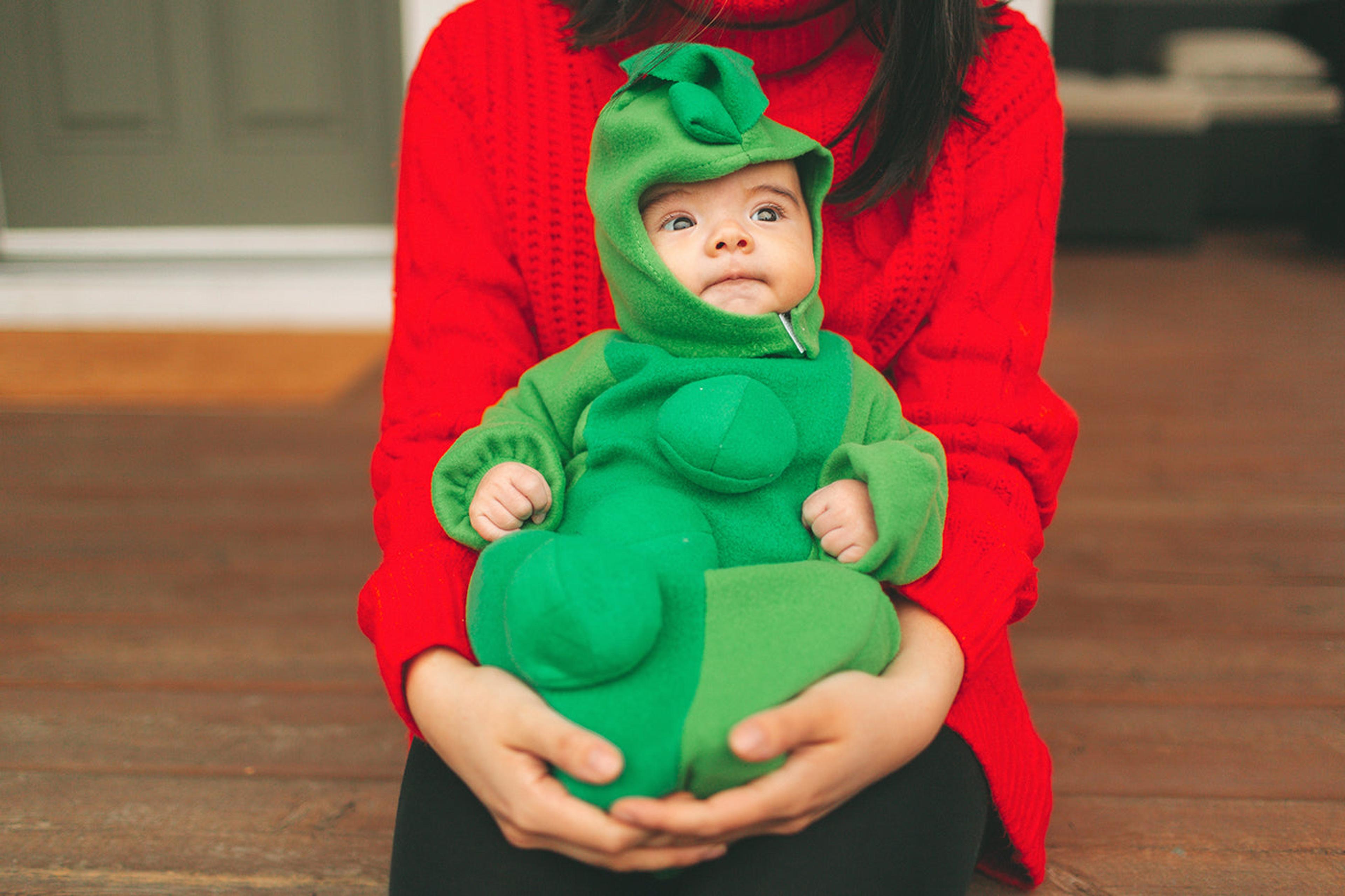 Baby in a pea Halloween costume
