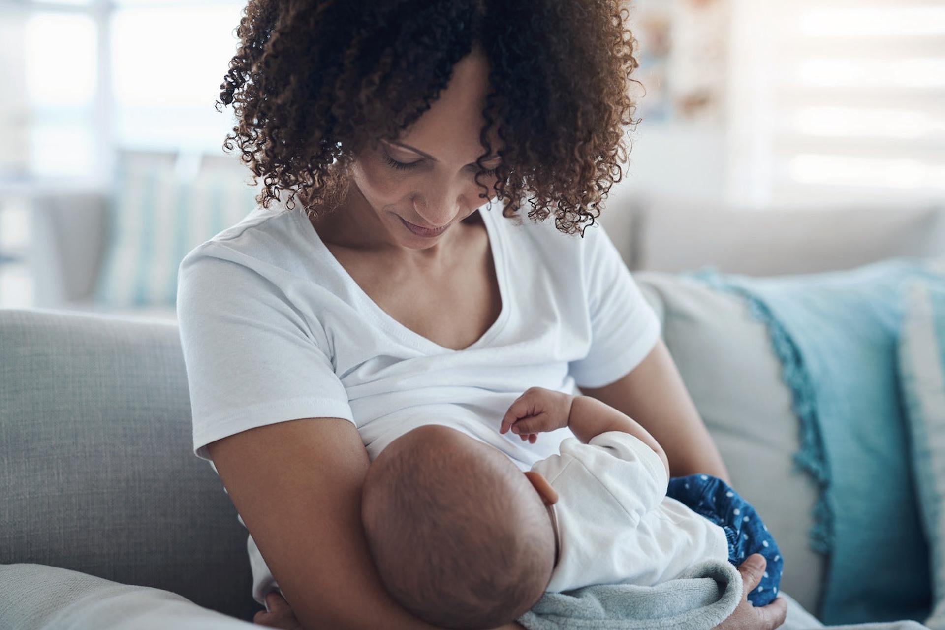 Woman breastfeeding her baby