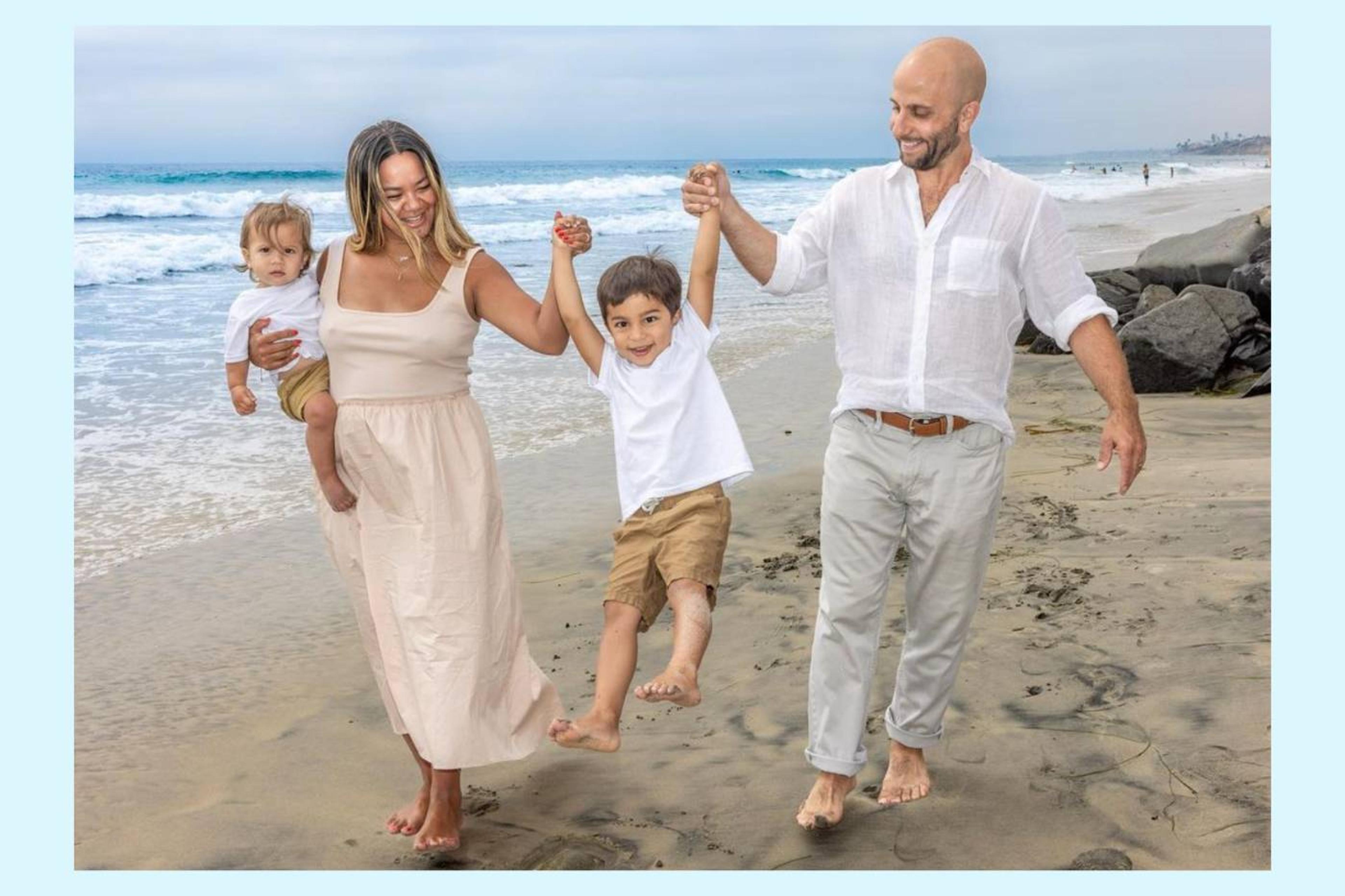 Jennifer Jolorte Doro and family on the beach