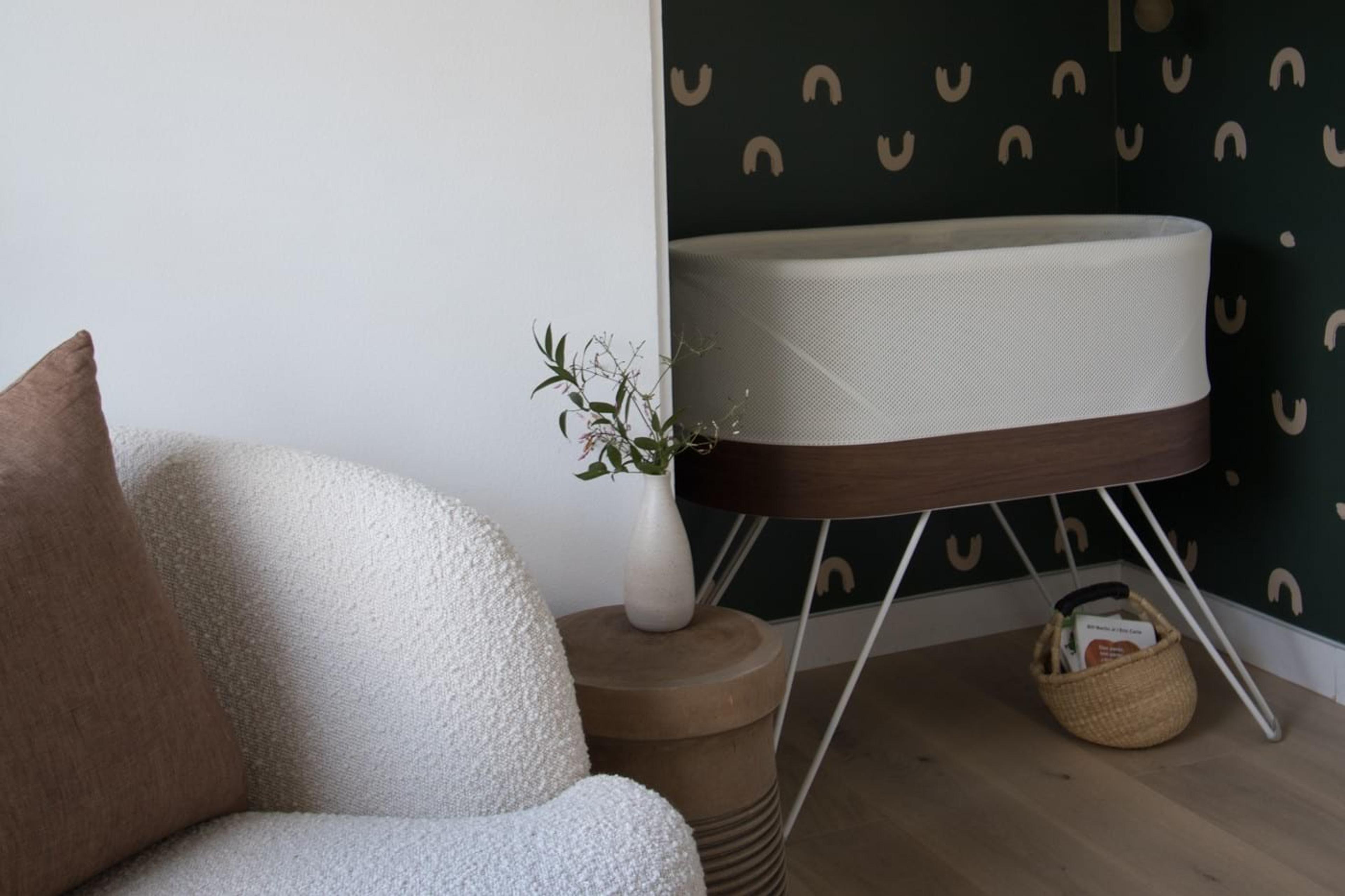 SNOO bassinet inside a closet nursery nook