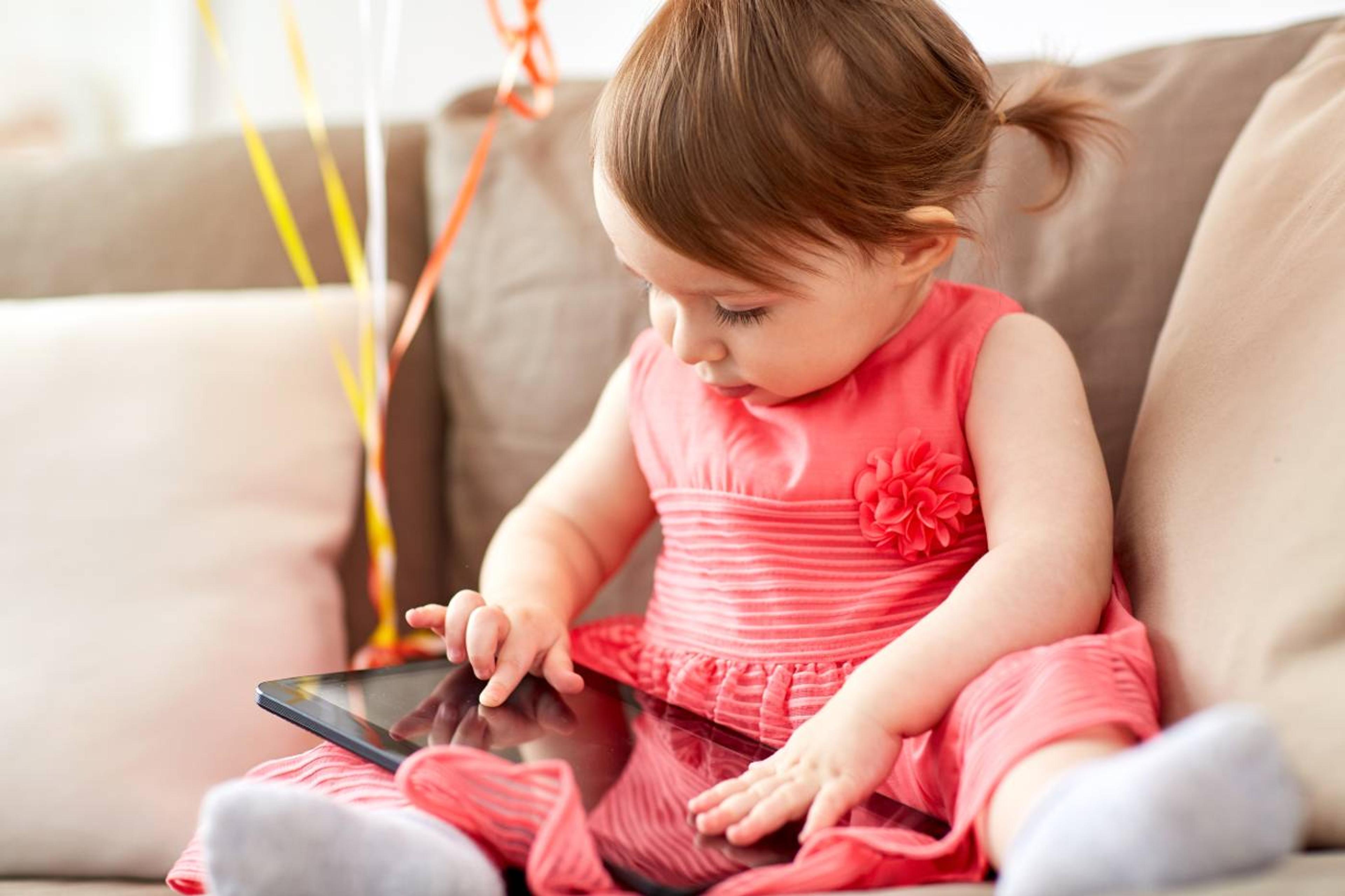 screen time and toddlers: child on a tablet