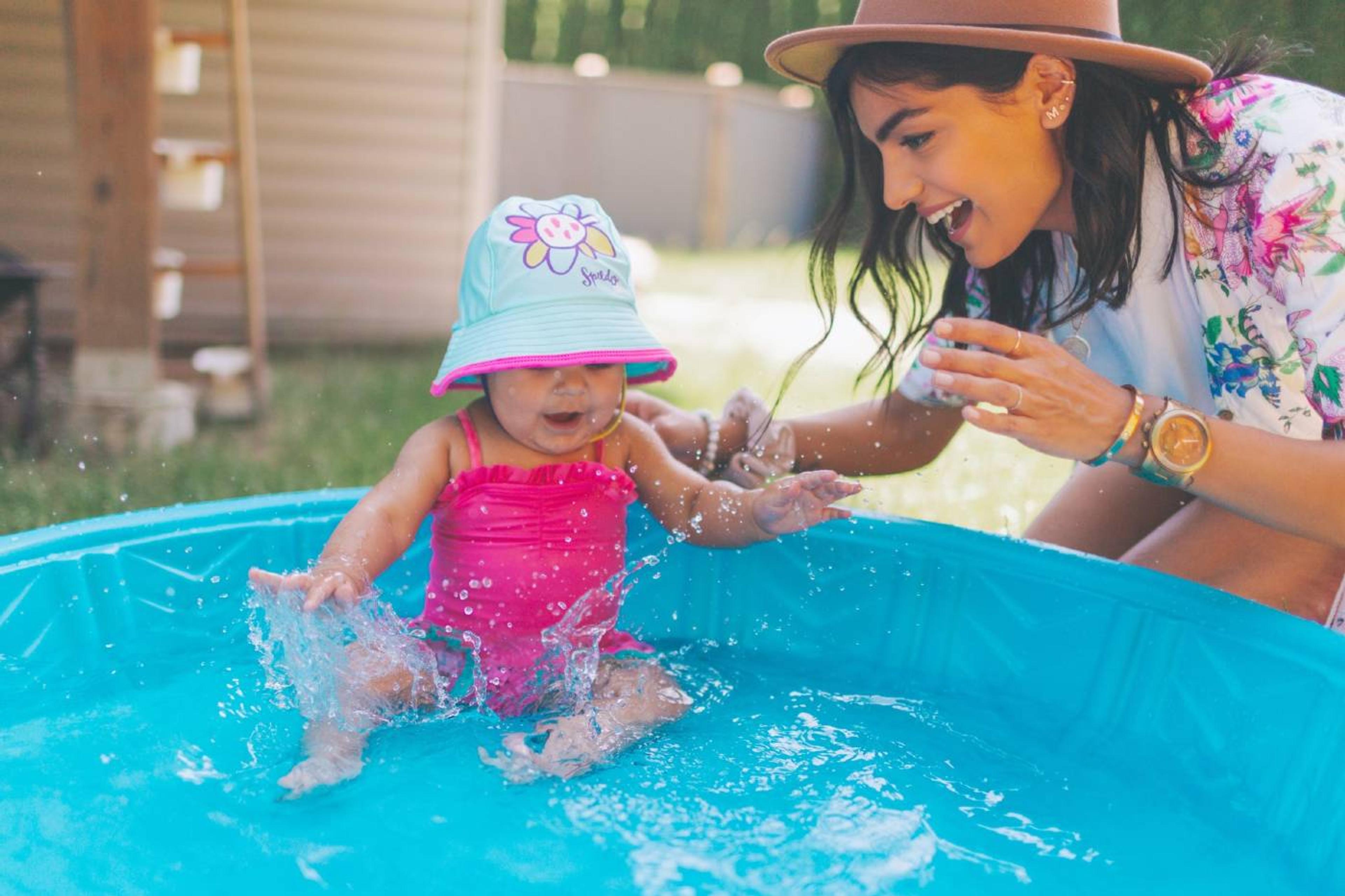 Baby cooling off in heat wave