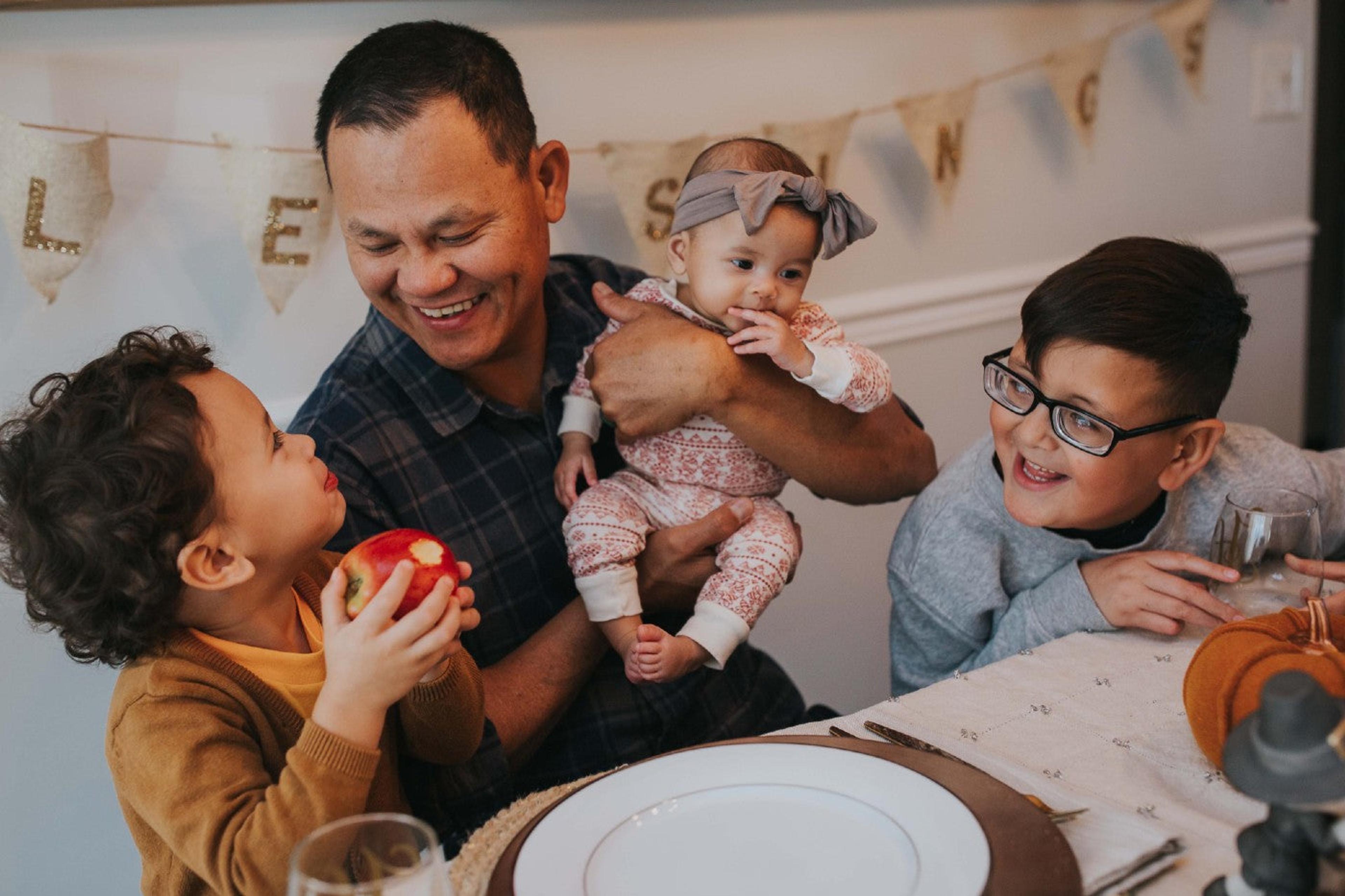 Family celebrating the holidays together.