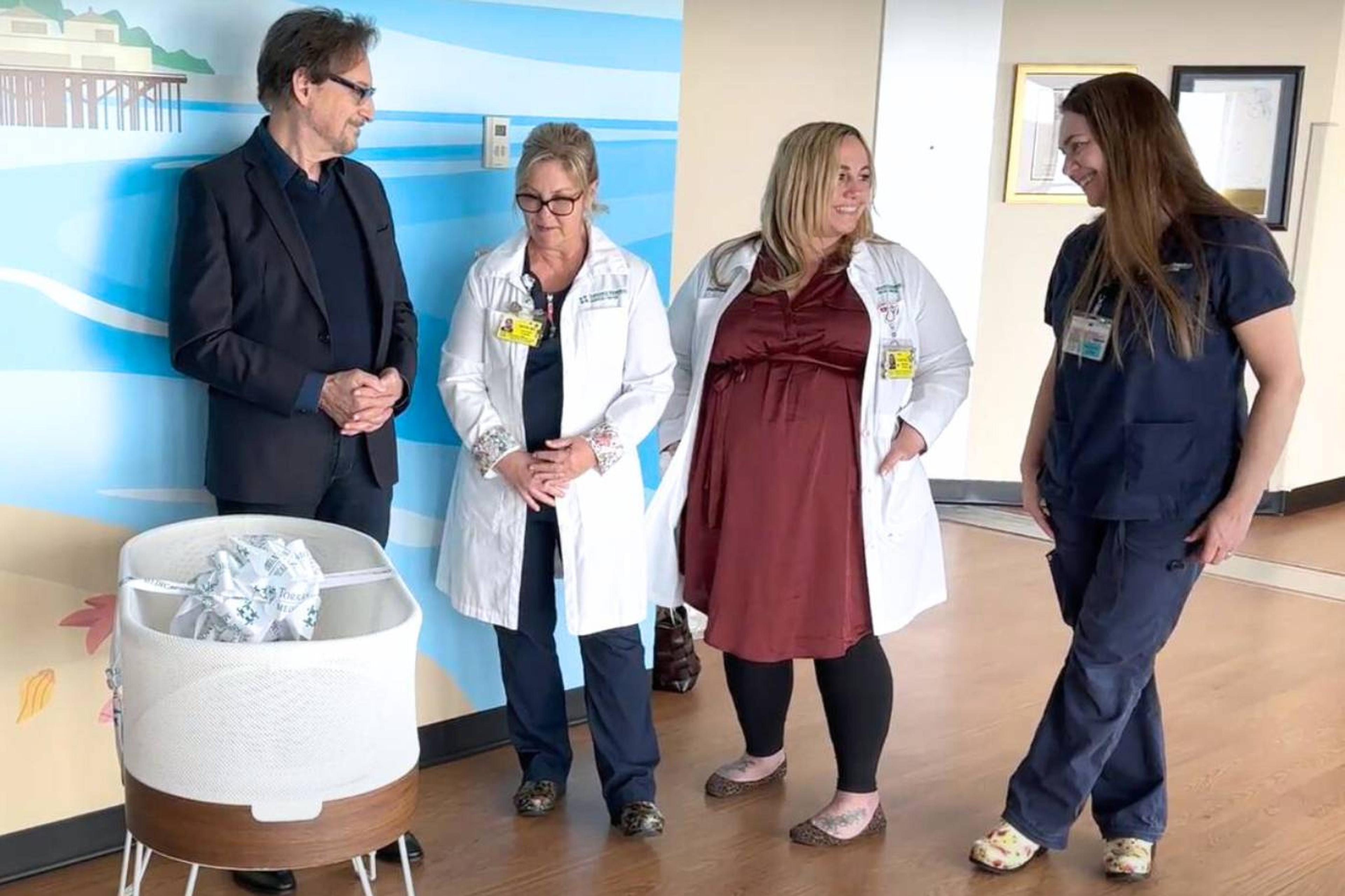 Dr. Harvey Karp with nurses at Torrance Memorial Medical Center