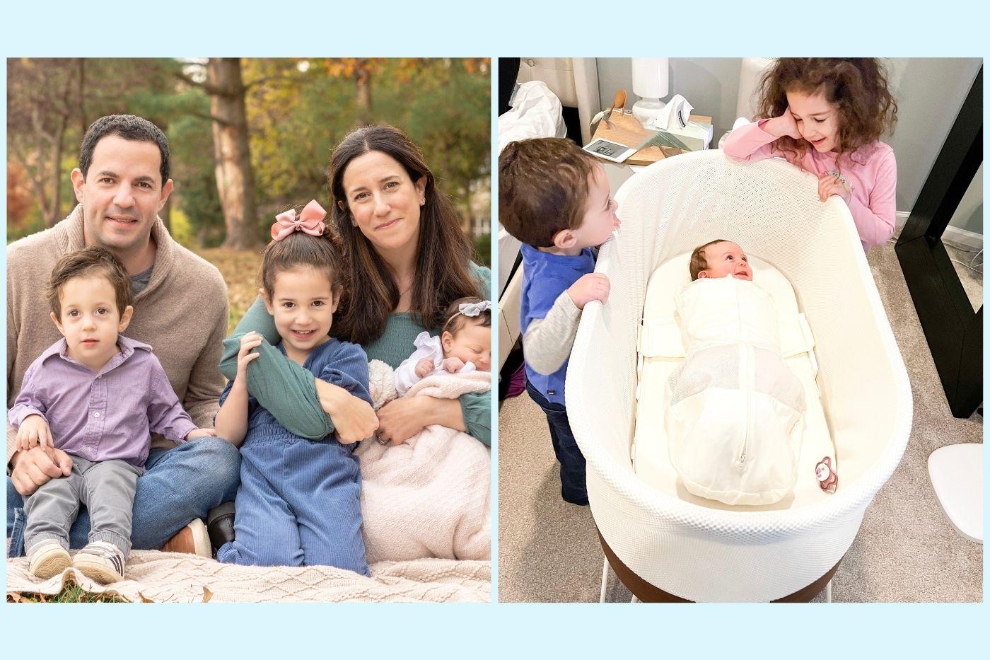 Babylist's Amanda Shapin Michelson's family and baby in SNOO